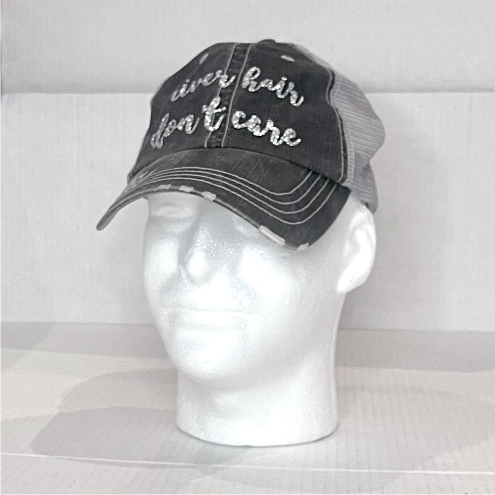 Y2K Distressed Trucker Embellished “River Hair” Hat